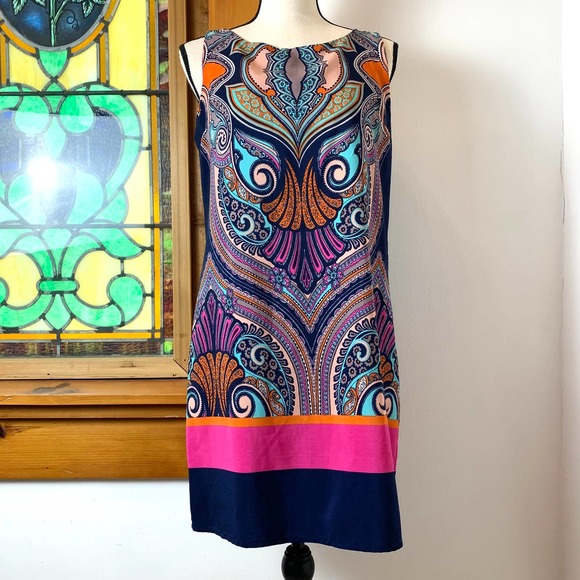 Vintage Psychedelic MOD Retro 60s Renneec. Midi Dress- S - Picture 6 of 10